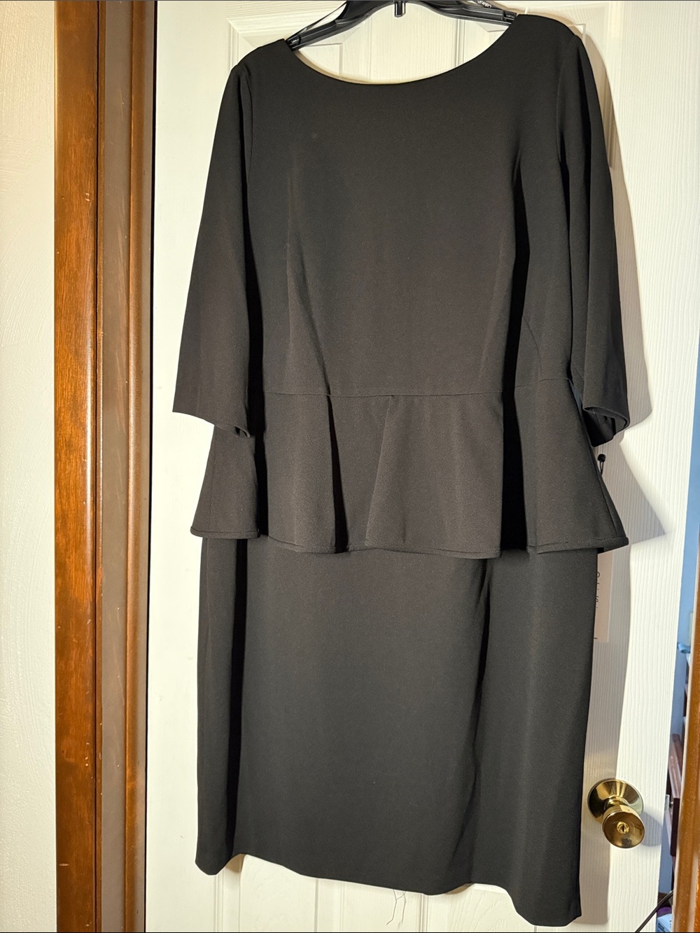 Calvin Klein Black Long Sleeve Peplum Dress